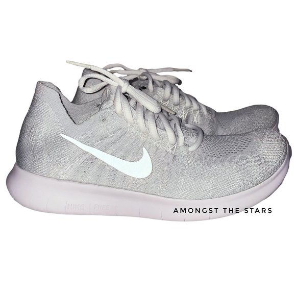 Nike Free RN Flyknit 2017 White Pure Platinum Running Sneakers 880844-100 - Picture 3 of 10